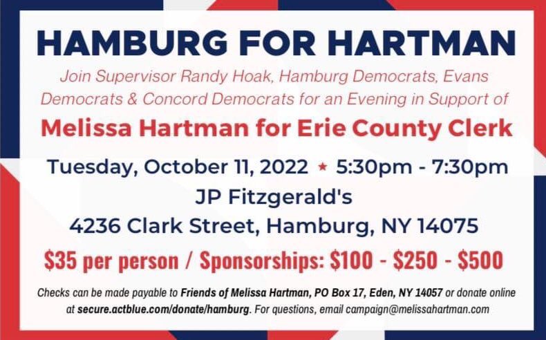 ZellnerforECDC's tweet photo. We have an important event on Tuesday and we need you to help @ElectMHartman Erie County Clerk! https://t.co/YpCJGkJo9t