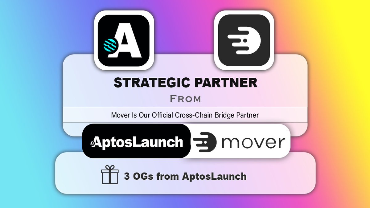 Strategic Bridge Partnership with <a href="/moverxyz/">Mover</a>

We will now be able to bring a mass amount of users and liquidity crosschains into the <a href="/AptoslaunchIO/">AptosLaunch</a> ecosystem.

AptosLaunch Bridge is now official🚀

Follow, Like, Retweet and Tag  friends

#Aptos #AptosEcosystem 
<a href="/AptosLabs/">Aptos Labs</a>

LFG