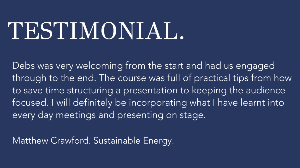 We love hearing what our clients experience from working with us. Thank you 🙏🏼 <a href="/SustEnergyLtd/">Sustainable Energy</a> it was a pleasure to work with you.  #executivecoaching #publicspeakingtips #audienceengagement #presenting #presentingskills