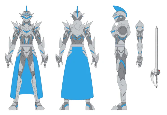 【白銀ノ騎士(シルバーナイト)  スーパーナイトスタイル】デュアリスと戦う白ノ騎士が新たなデュアルピースで進化した姿。所謂「中間フォーム」。人間には大きな負担のかかる黒の力をも解放する事で強力な力を得る代わりにリスクもある形態。スペックはつづきに#白ノ騎士#デュアリス 