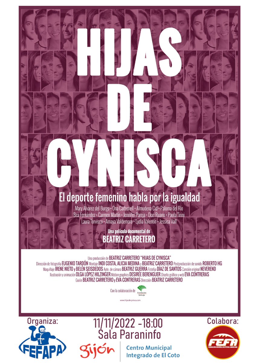 FEFAPAst's tweet photo. El viernes 11 de noviembre a las 18:00 horas en el Centro Municipal de El Coto de #Gijón la @fefapast, con la colaboración de la @FEFA_Spain, organiza la proyección del documental @hijasdecynisca. 
https://t.co/cQHDOcjKAH https://t.co/VvPaA8XDDl