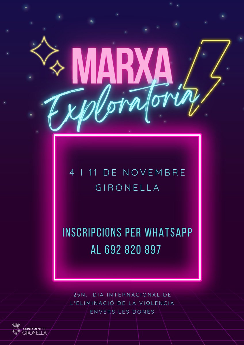 AjGironella's tweet photo. 🟣 Obertes les inscripcions pel taller Marxa Exploratòria, una activitat en marc del 25N.

Es faran 2 sessions amb l'objectiu d'explorar i reflexionar sobre possibles espais que poden generar inseguretats. 

Inscripcions 👇https://t.co/ZzxuwoBq8J https://t.co/g8njBjezD6