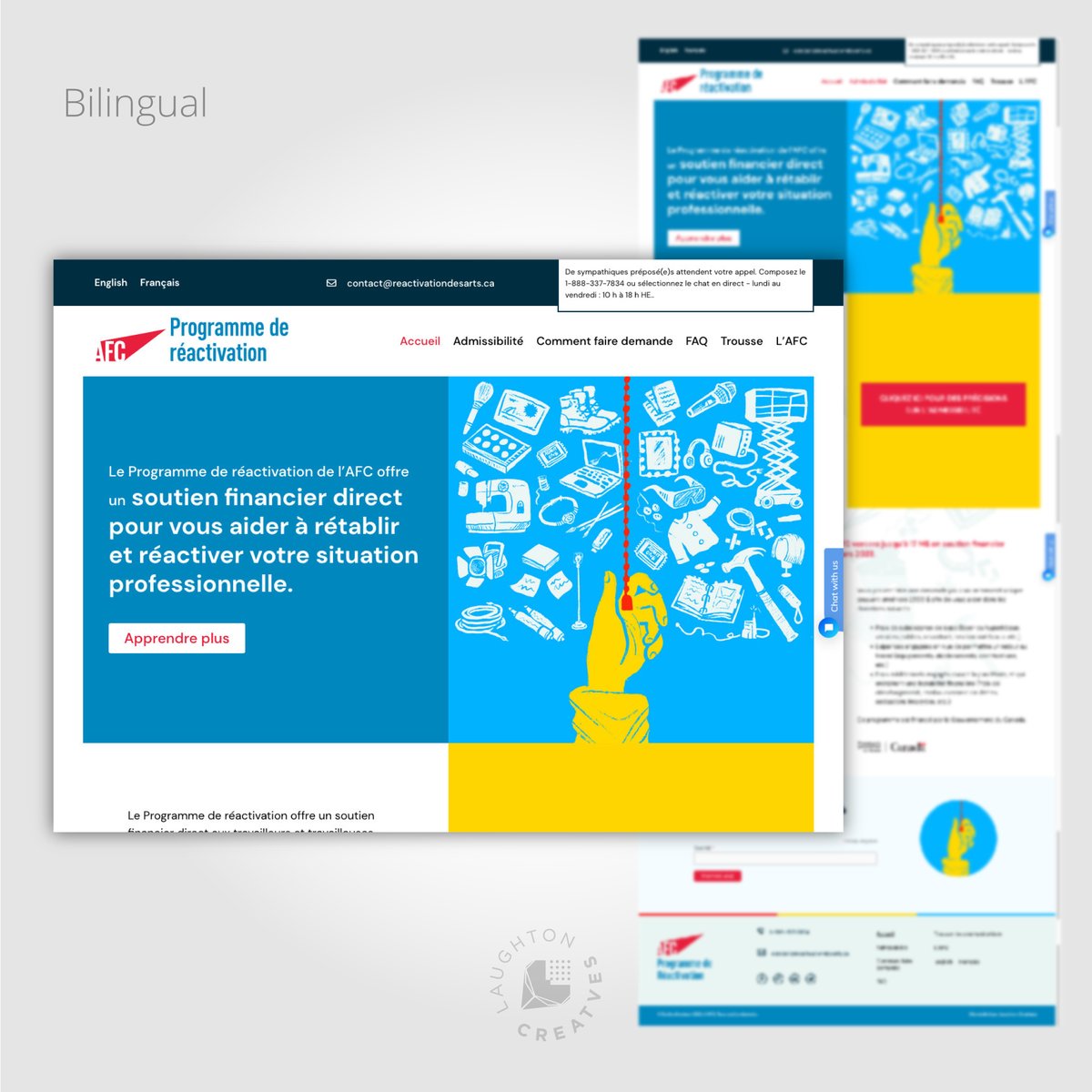 LCreatves's tweet photo. Featured Client: The AFC Reactivation Program. #WebsiteDesign #PosterDesign #FlyerDesign #DigitalAds
Illustration by @littlefoible 
Marketing by HKC Marketing
#WebsiteDesign #WebsiteDesigns #WebDesign #WebDevelopment #WebDeveloper #ResponsiveDesign #Bilingual  #LaughtonCreatves https://t.co/SHUiev7mlK