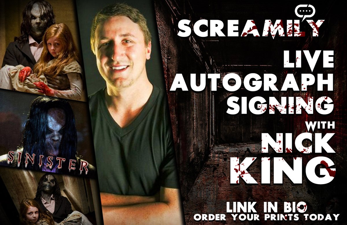 StreamilyLive's tweet photo. Streamily Presents SCREAMILY!
October 16 - Nick King, @Sanchezonthemic Stephen Geoffreys, @killryan111 @andregower William Ragsdale, Denise Crosby & Jodelle Ferland will be signing LIVE!
Order your prints today- https://t.co/GksbR0NupF!
#Screamily #Streamily #Halloween https://t.co/uls6iDBu9T