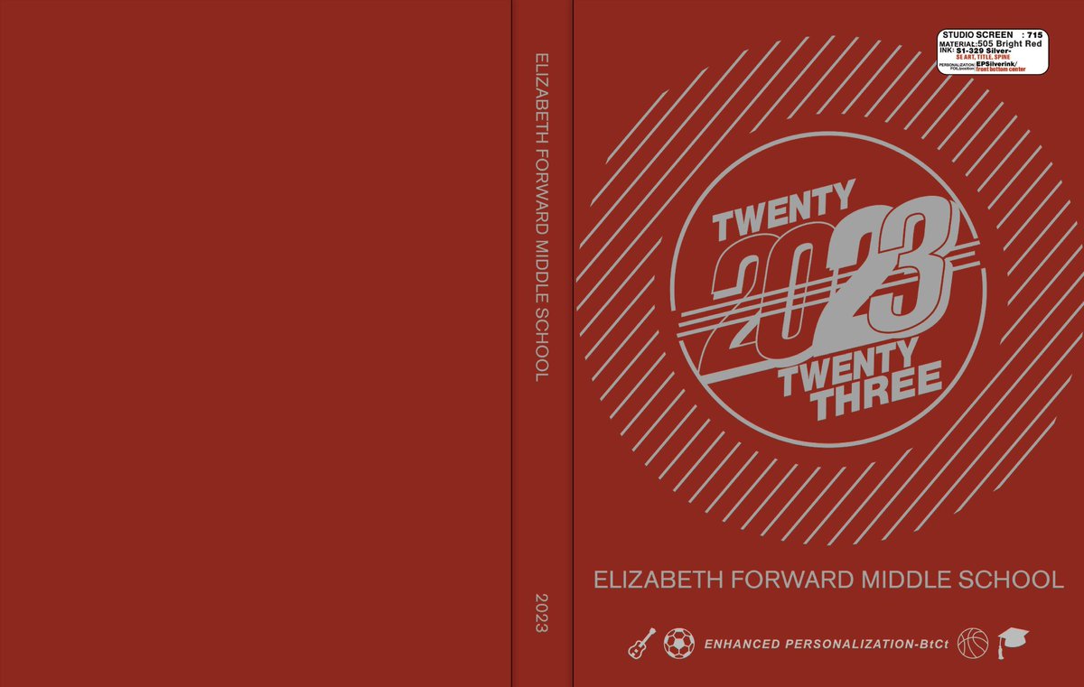 MrChrisFoster's tweet photo. Classes have selected and voted on popular designs. Take a sneak peak at the 2022-23 yearbook cover. Pages are starting to be developed. Don't forget to order your yearbook at one of the lower prices of $30 before October 21 by going to: https://t.co/t7w8NZXXpw #MultiMediaDesign https://t.co/lZc4Lqp6ro