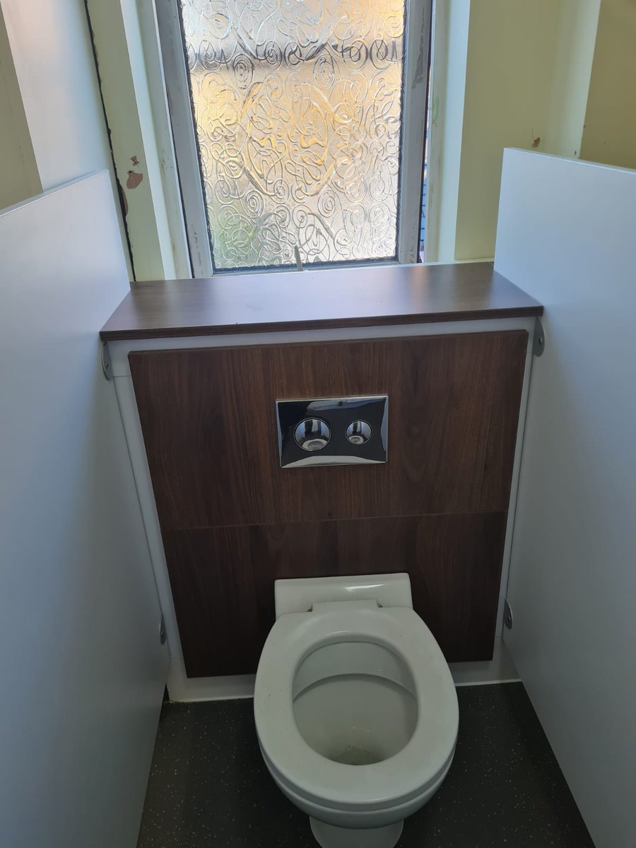 Children’s WC refurbishment ready for the painters to finish the job.

Not your standard fit out this one with a boiler in the way and a window that is an emergency exit, all causing our operatives to make onsite adjustments and some head scratching!

Go team NM 🖤💙