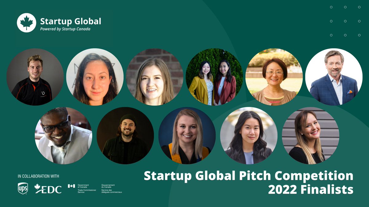 Startup_Canada's tweet image. Today we&apos;re excited to introduce the finalists for our 2022 Startup Global Pitch Competition. These individuals will be competing at Startup Day  for a chance to win $30,000 (1st place), $15,000 (2nd place), and $10,000 (3rd place). Meet the finalists: ow.ly/qknL50KZPAq