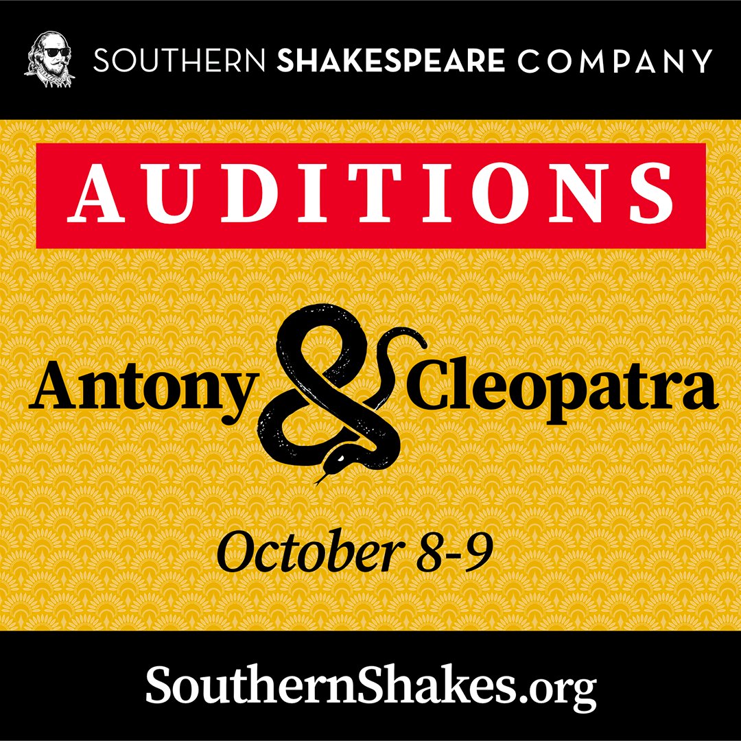 SouthernShakes's tweet photo. Auditions for Antony &amp; Cleopatra are this Saturday-Sunday, 1-3 pm at 136 Progress Drive. This is a PAID acting opportunity! Self-tapes are also accepted to will@southernshakes.org -- for details on all forms of auditioning, see https://t.co/vN1nJUClZr https://t.co/14klcds6Gr