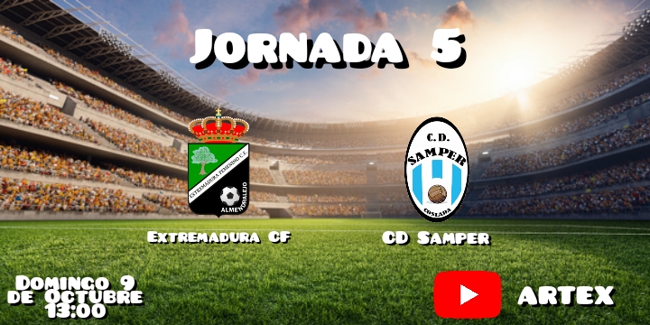 Después empatar a 3 frente al <a href="/MadridCFF/">Madrid CFF</a> C, el <a href="/extremadurafem/">Extremadura Femenino CF</a> vuelve a Almendralejo para verse las caras contra el <a href="/cdsamper/">C.D. Samper</a> , que rompió su racha de dos derrotas con una victoria la jornada pasada. Quién se llevará los tres puntos?

📺Enlace al directo: youtu.be/ny1s5OikErU