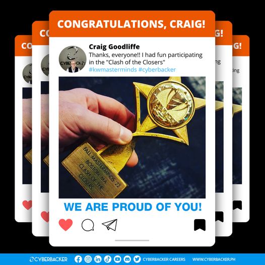 cb_career's tweet photo. We’re so proud of you, Craig! You keep business owners ahead of the game, making it easier for them to handle objections. Your shared experience inspires people to get their businesses in shape.

#FallMasterminds2022 #KWMasterminds #CyberbackerCareers #MAPSCoaching https://t.co/bv1l7HYJ7O