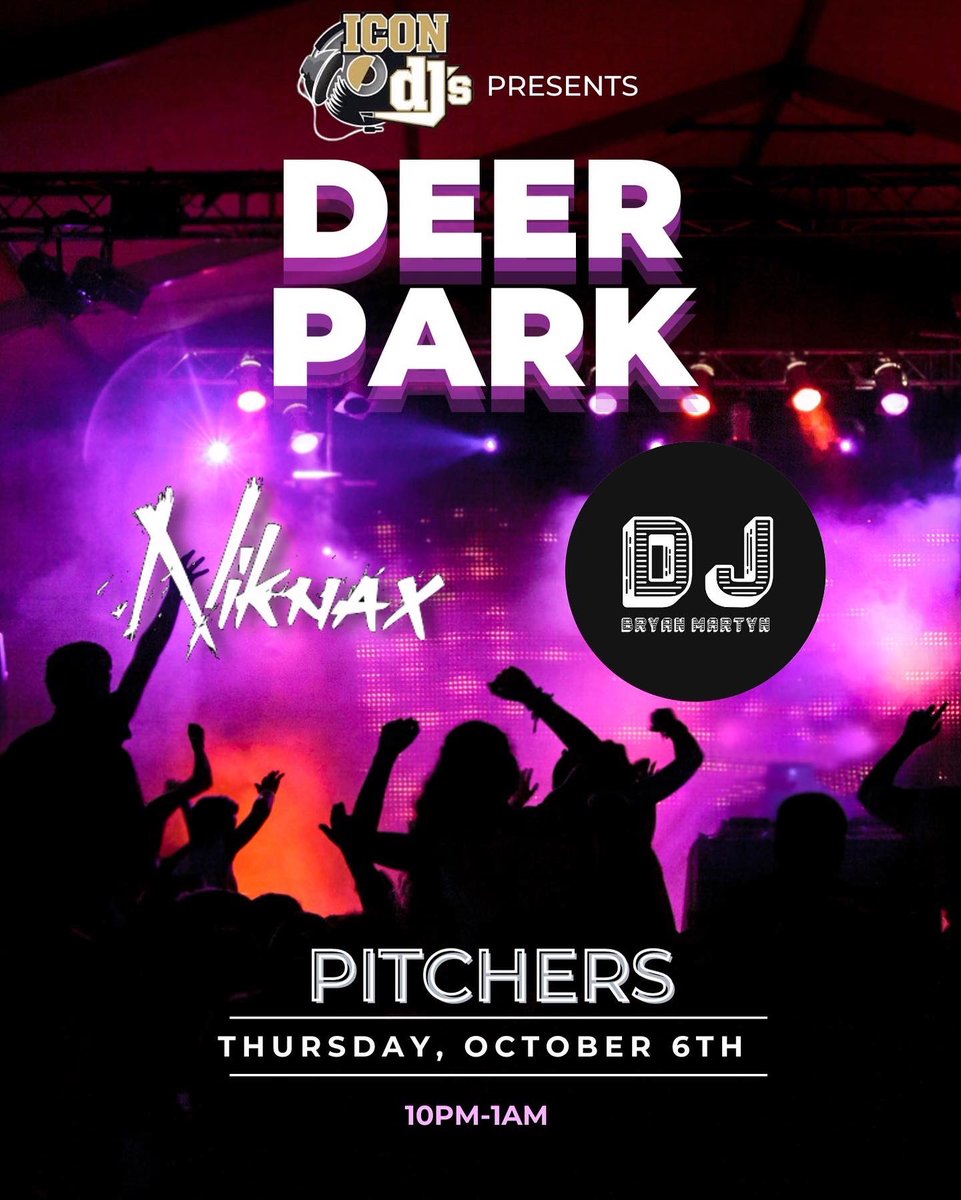 Thursday night vibes <a href="/deerparktavern/">Deer Park Tavern</a> audio 10p with Dj Niknax and Dj Bryan Martyn