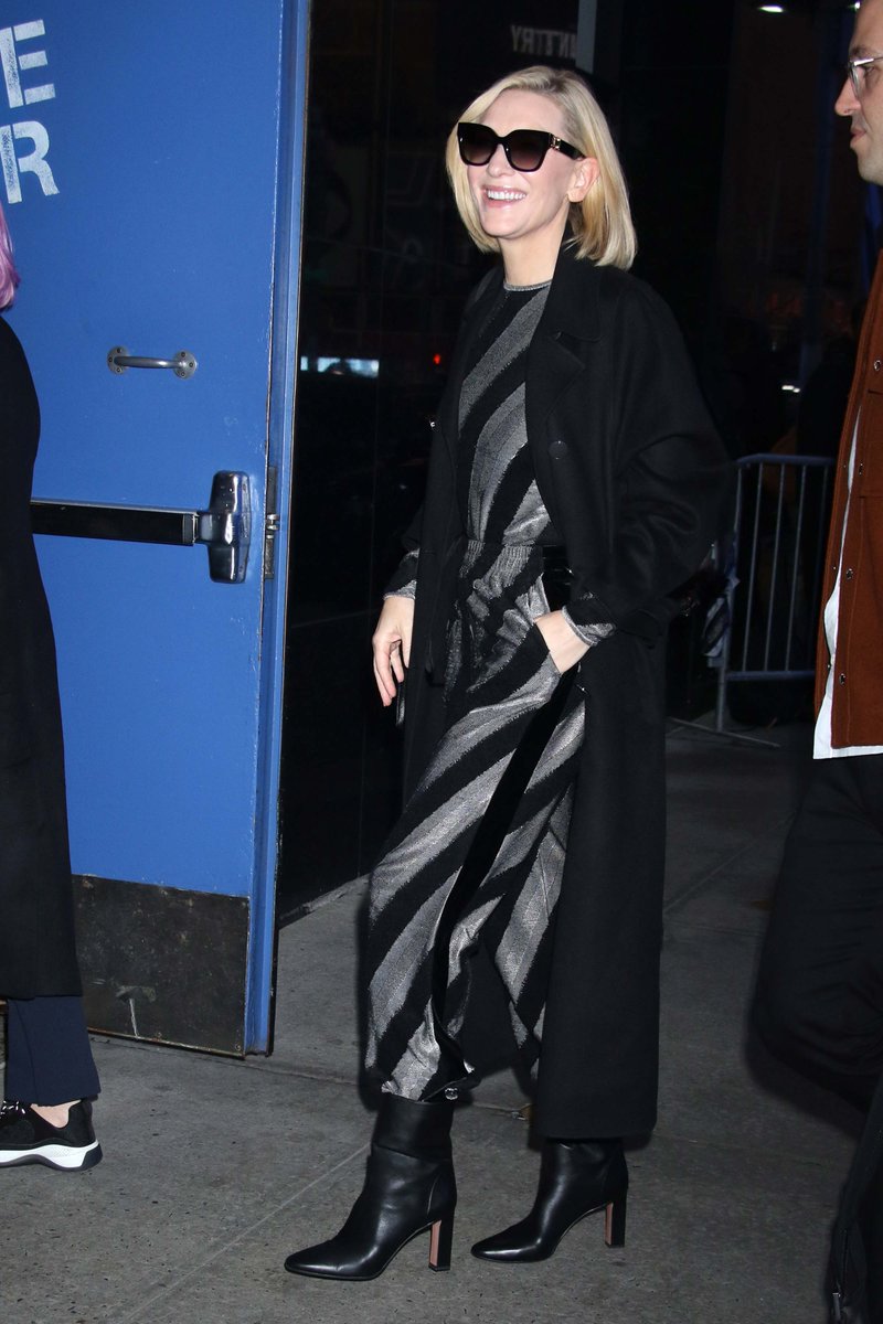 Cate Blanchett, Armani Beauty Global Ambassador, seen in New York wearing a #GiorgioArmani FW22-23 total look.