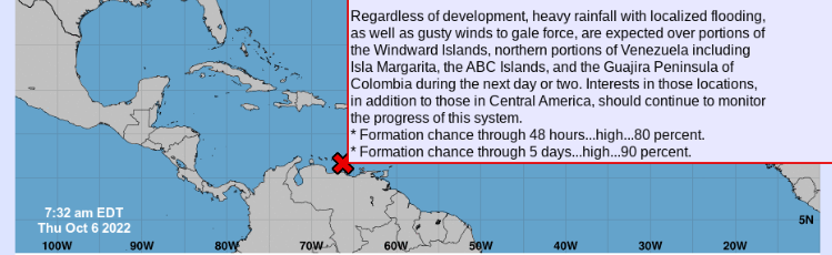 BobbiStorm's tweet photo. It's #Thursday #Thursday #Thursday it's a thing for ppl coming out of #Yomkippur #whatdayoftheweekisit  so #tropics pin the head on the Invest - #Regardless of development now... ABC islands getting #rain (Isla Margarita also) westbound into seriously warm water SW Carib https://t.co/4F8h9Xg6JB