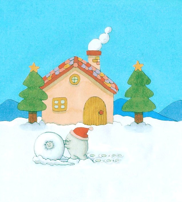 snowman snow no humans house tree hat outdoors  illustration images