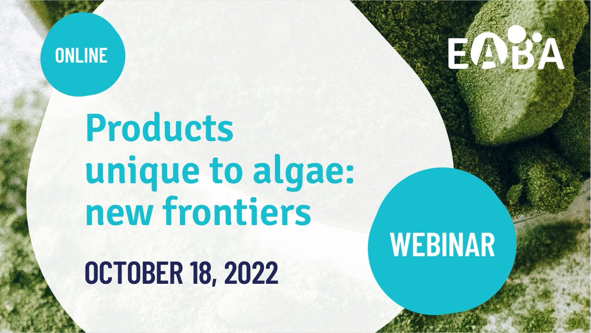 EABA_Algae's tweet photo. 💡 "Products unique to algae: new frontiers" : time to register !

📅 When? October, 18 from 14h to 18.30h

More info and registration at: https://t.co/UiFePidUY4

#algae #microalgae #compounds #pigment #polysaccharides #colourant #health #market #food #medical #cosmetics https://t.co/CrB6orCTWe