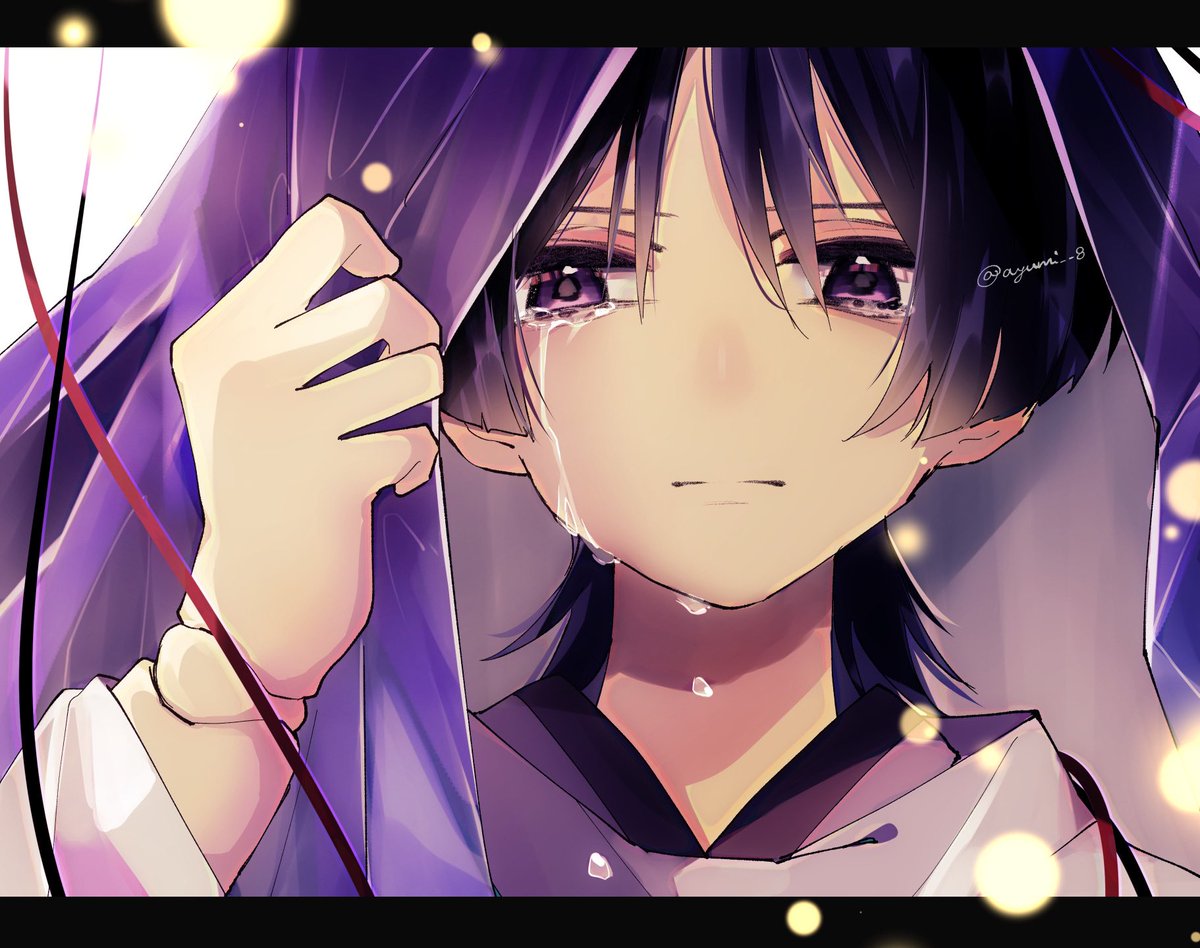 scaramouche (genshin impact) 1boy male focus tears purple eyes crying bangs purple shirt  illustration images