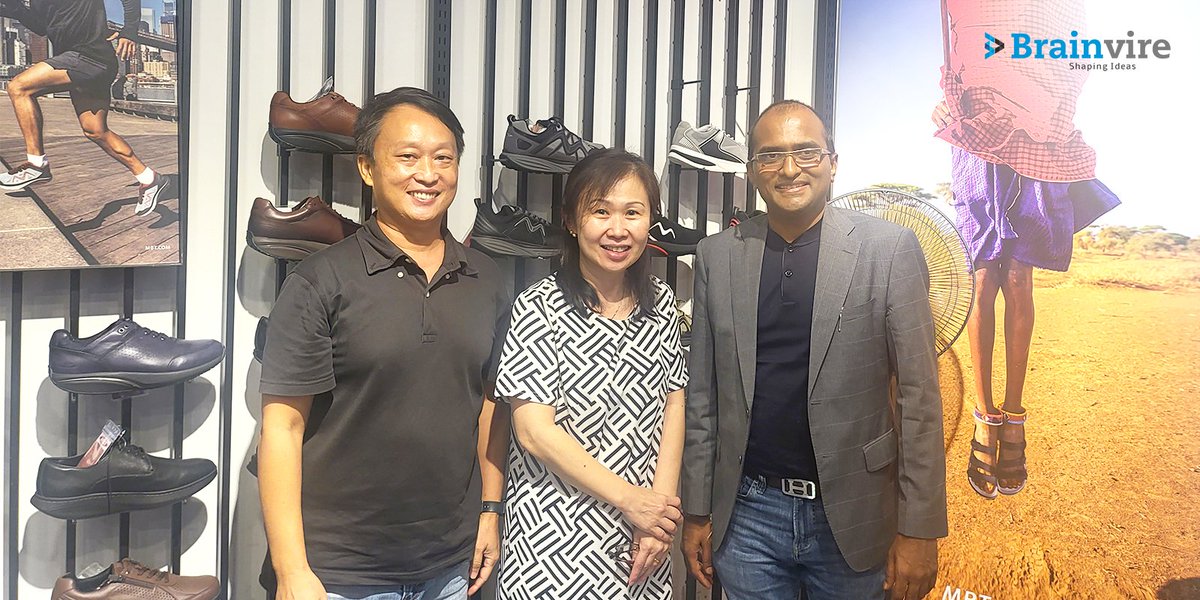 Brainvire's tweet photo. Chintan Shah was delighted to meet Mr. Tee and Weai-Hunt Yap Yap of MBT Shoes for a strategic discussion about the future planning of their business.
Here are some snippets of his visit
#Brainvire #strategicdiscussion #futurestrategies #planning https://t.co/IVRcHyJt8U