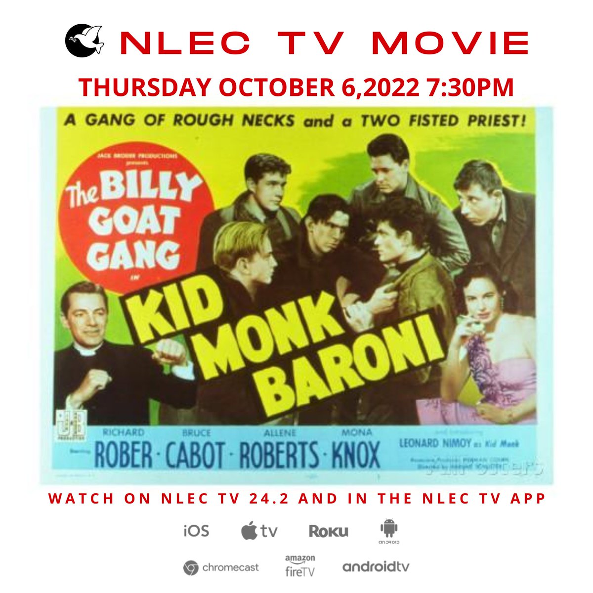 Kid Monk Baroni, the leader of a street gang, becomes a professional boxer to escape his life in Little Italy, New York. #KidMonkBaroni #LeonardNimoy #BruceCabot #actionmovie #dramamovie #boxingmovie #classicmovie #classicmovies #movie #movies
nlec.tv/movies/