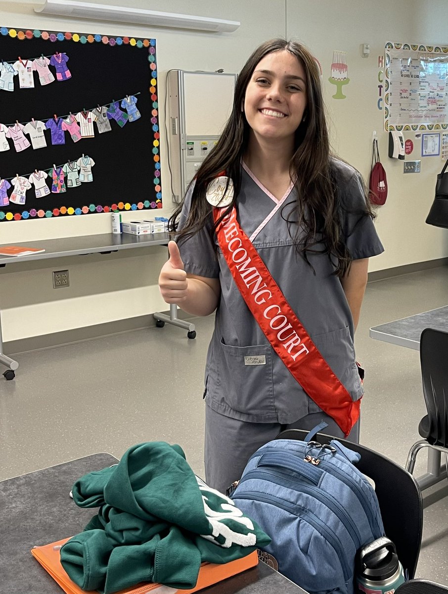 MrsNurseKinder's tweet photo. She’s rocking scrubs AND is a Homecoming Queen nominee! Keep being awesome, Lexi!!! 👑🩺💉 #emsproud #HCTCready https://t.co/KL32VDwtDg