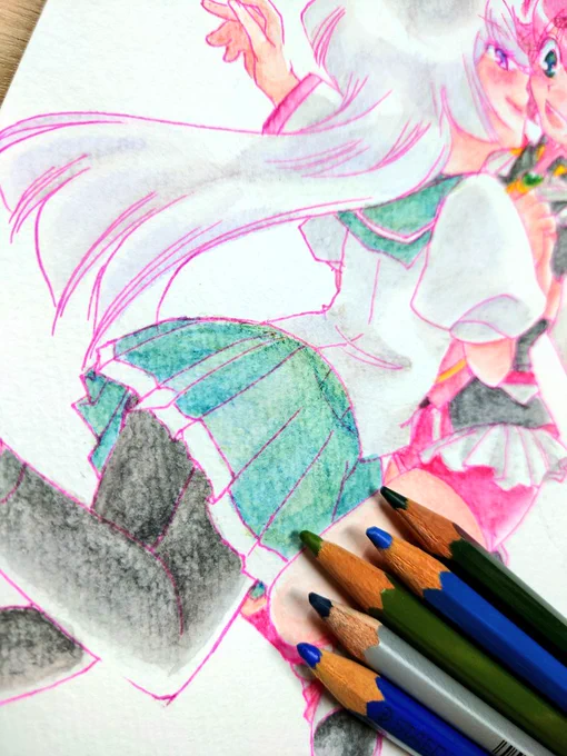 ベストな色がなかったけど5色混ぜたら良い感じの色になった 