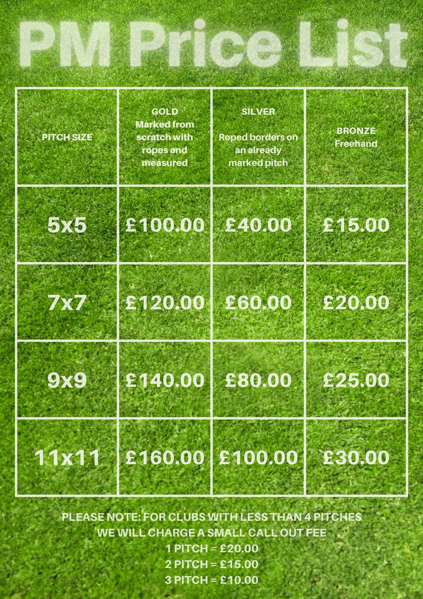 pmpitchmarking's tweet photo. We would like your opinion on these for prices

We are trying to get it right

Please RT

#Football #Grassroots

@FootballFoundtn @FA @LeedsCC_News @hdjfl @Huddersfieldjfl https://t.co/ROO218OYGB