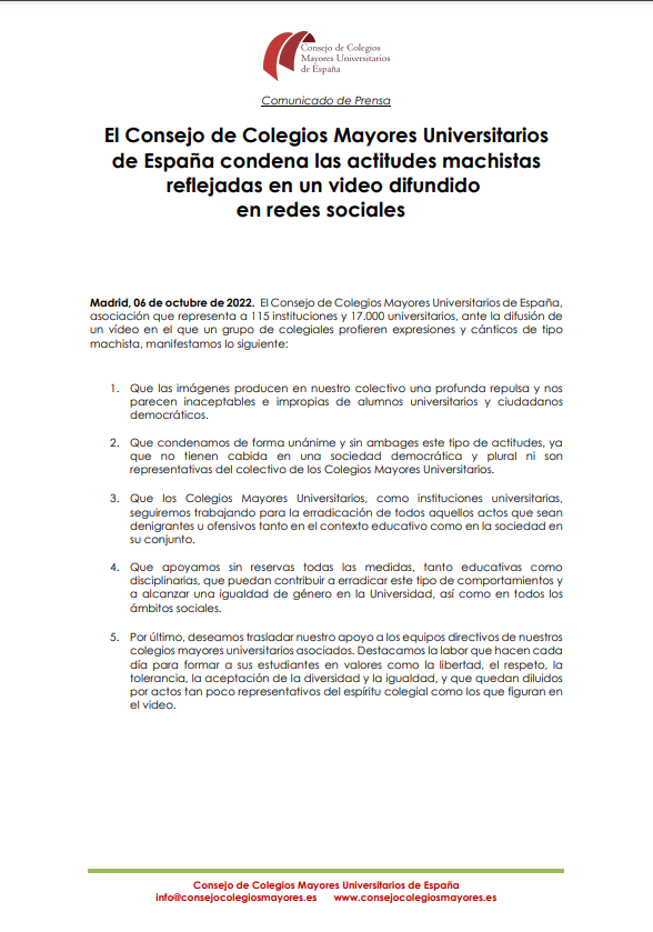 CMUChaminade's tweet photo. 📢 El CMU Chaminade se suma a los comunicados del @ccmmue y de la @ccmmMadrid y condena toda actitud machista. https://t.co/rSbMmOha0L