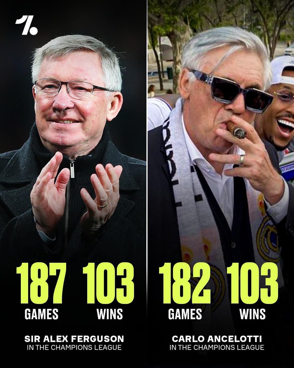 ReyLaMadrid's tweet image. Alex Ferguson - Ancelotti in the UCL