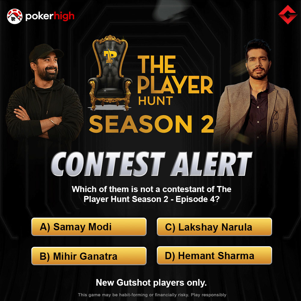 GutshotMagazine's tweet photo. #CONTESTALERT
4 lucky winners will win ₹500 game bonus.
 
1. Sign Up: https://t.co/gJMF4cOVXs
2. Tag 2 poker buddies 

Winners will be picked &amp; announced on 7th October at 4 PM.

#FREE #Contest #PokerContest #Giveaway #PokerPlayer #PokerTournament #Freebies #ThePlayerHunt https://t.co/5c3em4aOP7