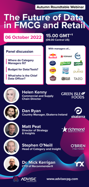 RecommenderX's tweet image. There is still time to register for our Autumn Roundtable Webinar on the #Future of #Data in #FMCG and #Retail. 
Join a range of industry leaders as they share their insights on the Data Driven Future of Consumer Goods. 

Register Now:  us06web.zoom.us/webinar/regist…