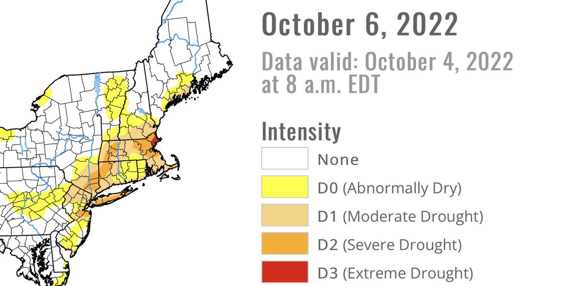 MichaelPageWx's tweet photo. New Drought Monitor released moments ago shows continued improvement in the situation, particularly across #CT and #RI.

Rainfall since Tuesday not included here, either ☔️ #CTwx #RIwx https://t.co/vzjQcIy7in