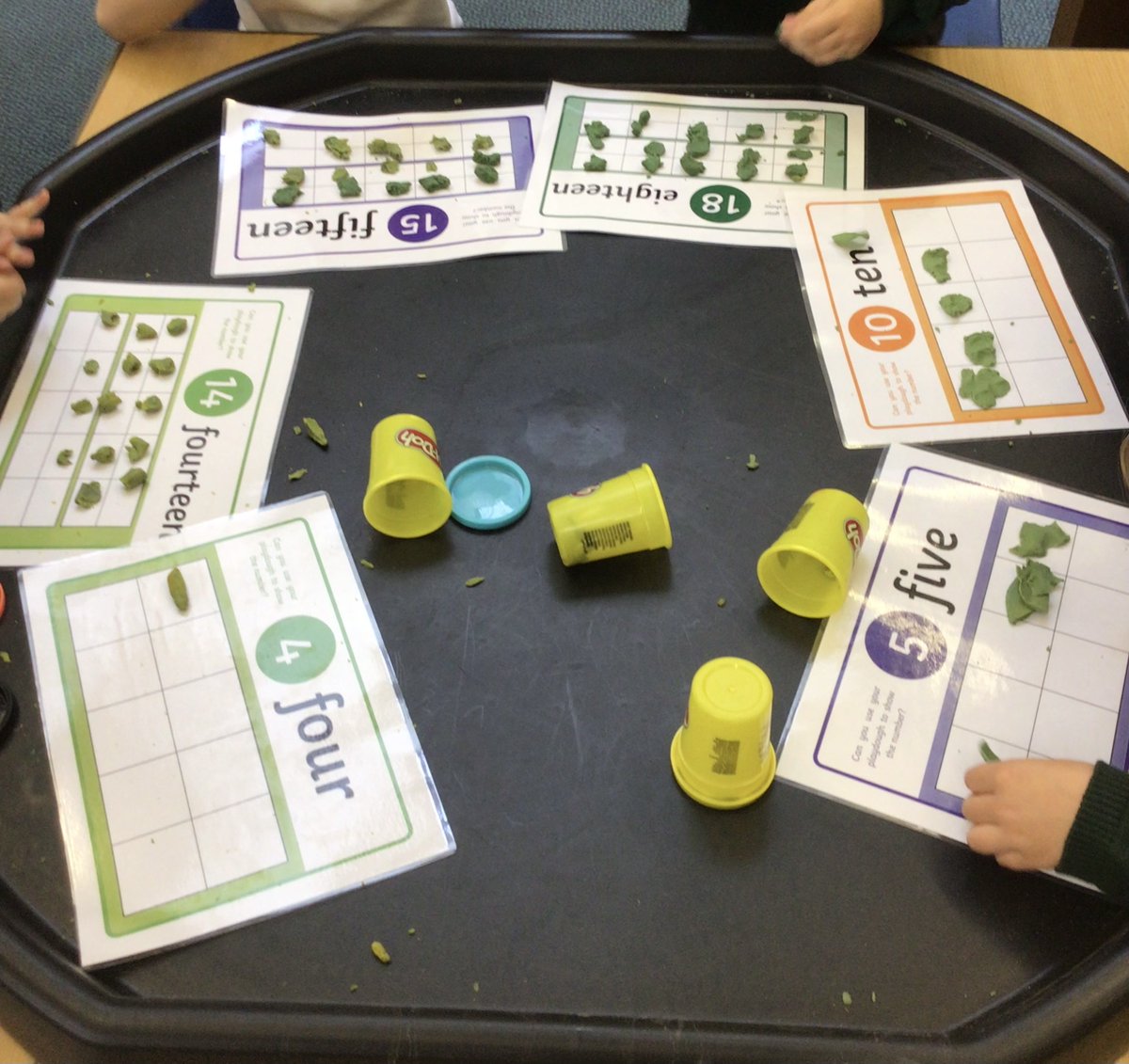 Year one enjoyed using the playdough and tens frame mats to represent numbers, supporting one to one counting and understanding the value of number.