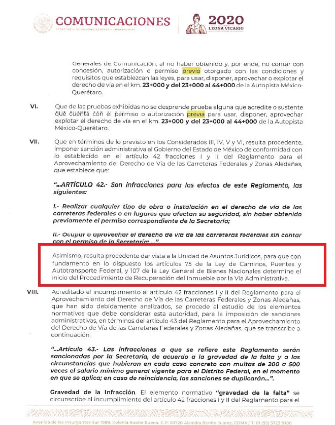 PDiezG's tweet image. De escándalo: en el proyecto de resolución de @SCT_mx del 22/sep/2020 se resolvía sancionar al @Edomex  y dar vista al Jurídico, para la recuperación del Viaducto Bicentenario. Pero el abogánster de Scherer en SCT (Román García Álvarez) lo impidió. @FGRMexico @SFP_mx