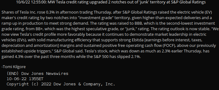 Patrick70776507's tweet photo. S&amp;P Global Rating agency bumps up $TSLA credit rating by 2 notches (BB+ to BBB). Now pension funds and other hedge funds who have a basic filter of investment grade will also consider $TSLA

#TSLA #ratings https://t.co/2zMbM6HGeU