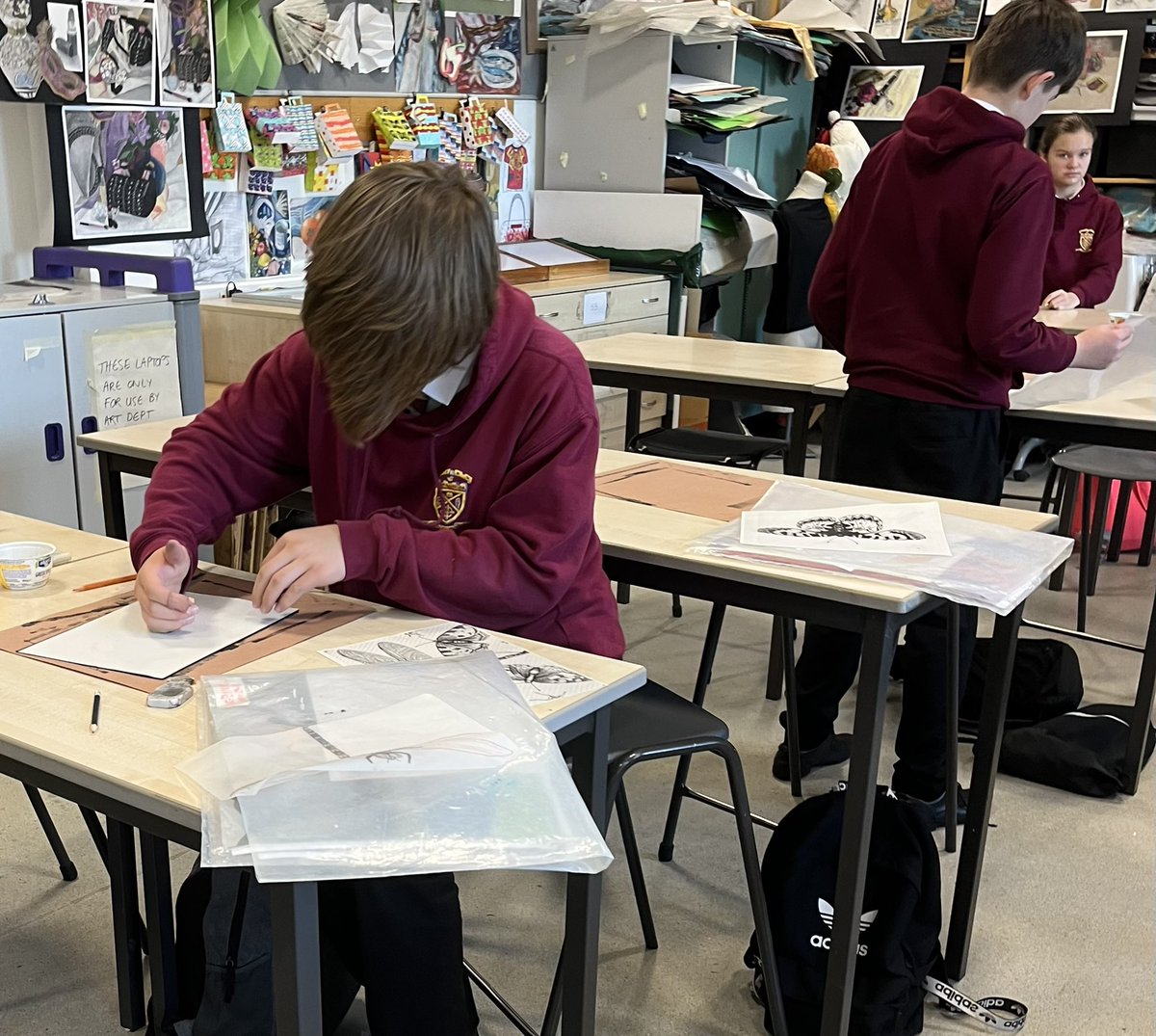 2/9’s turn to monoprint ! <a href="/StModansHS/">St Modan’s High School</a>