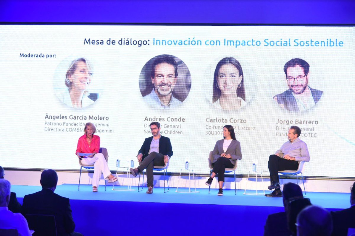 Vanebarbera75's tweet photo. Interesante debate: "Innovación con Impacto Social Sostenible" en el primer Encuentro de la #FundacionCapgemini con: @AndresCondeSave, de @SaveChildrenES, @Carlota713, de @lazzaro_io, y @Jorge_barrero_f, de @Cotec_Innova. Moderadora Ángeles García, de @capgemini_es https://t.co/Rh0mRKnBdi