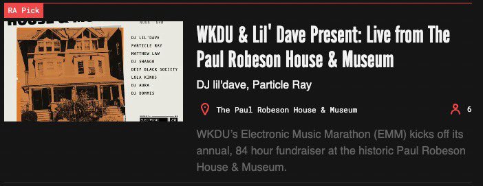 Come see why tomorrow’s event is Resident Advisor’s Pick