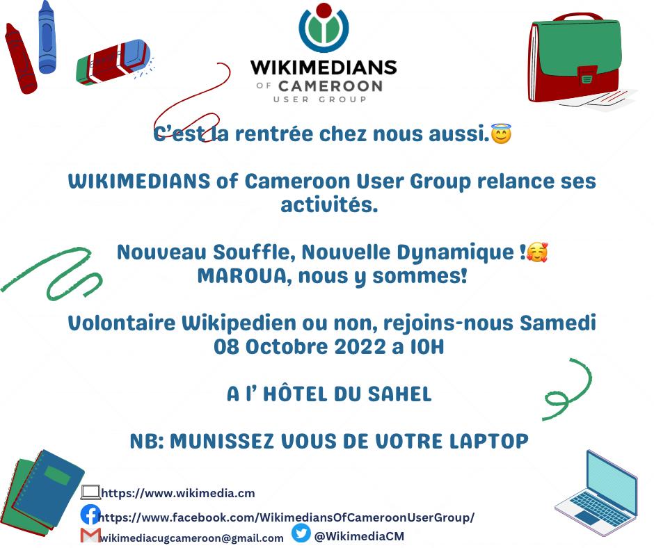 WikimediaCM's tweet photo. Le Septentrion aussi est couvert. Rendez vous à #Maroua.
⛳Hôtel Le Sahel
⏰10h
Mêmes reco: ordinateur, bonne humeur et création d'articles Wikipédia sur nos quartiers au menu
#Wikikwatt 🎈 https://t.co/Lfa9d56RBW