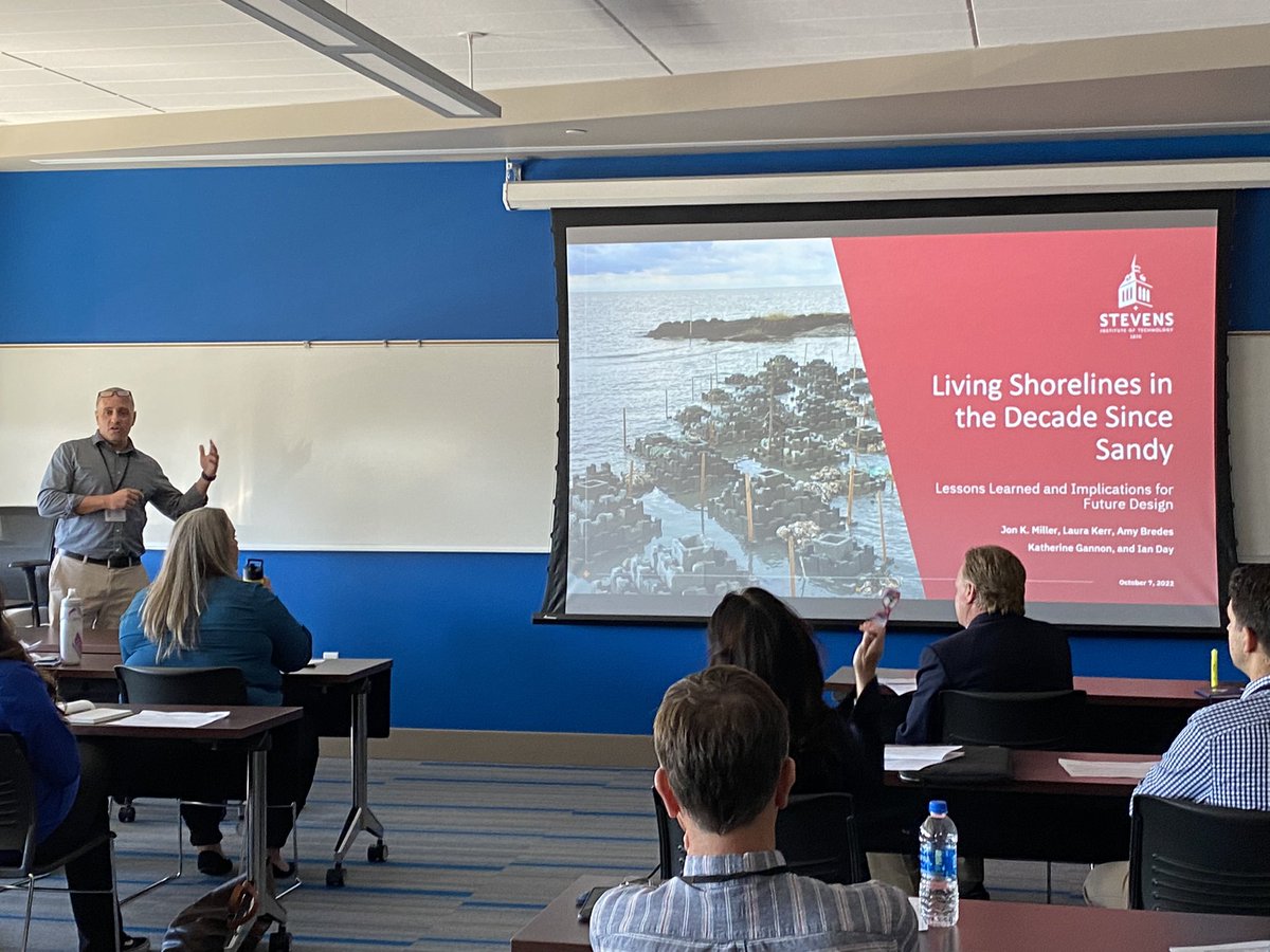 FrannieBui's tweet photo. @NJBeachProf talking about time travel… maybe the multiverse of living shorelines?? Wish I could take all of his classes @FollowStevens @NSBPA @asbpa https://t.co/vOzFnSulCW