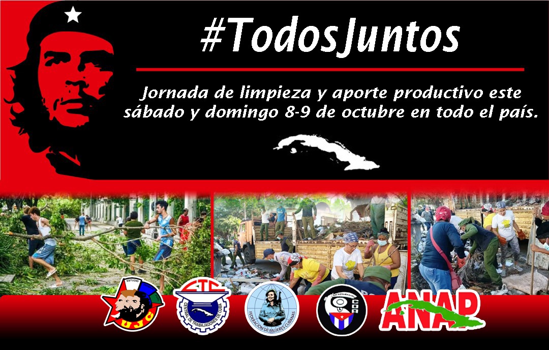 #TodosJuntos y con la manga al codo este fin de semana. Estaremos desarrollando una Jornada de Limpieza y aporte productivo en todo el país tal y como nos enseñó el #CheVive 

#CheEntreNosotros