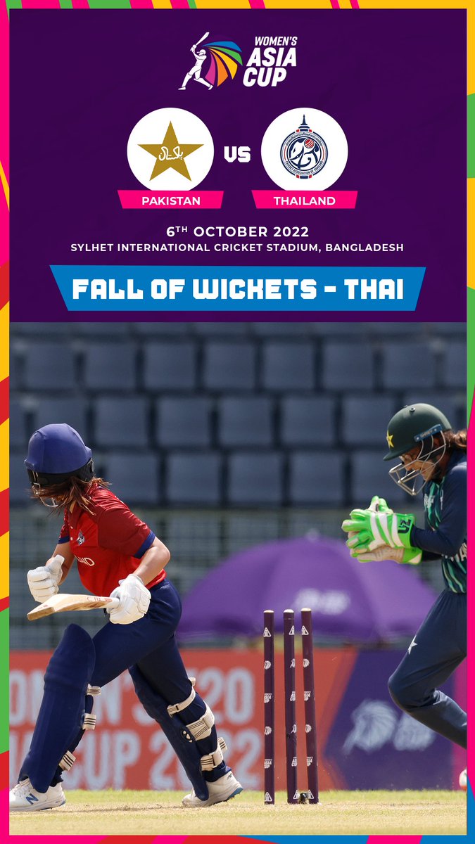 ACCMedia1's tweet photo. After a nail biting finish, Thailand 🇹🇭 registered their first win of the #WomensAsiaCup2022 🏆.
Check the fall of wickets of Thailand here 📺
https://t.co/o52z9Slkxt
#PAKvTHAI #AsianCricketCouncil #ACC https://t.co/nobBUWfqwc