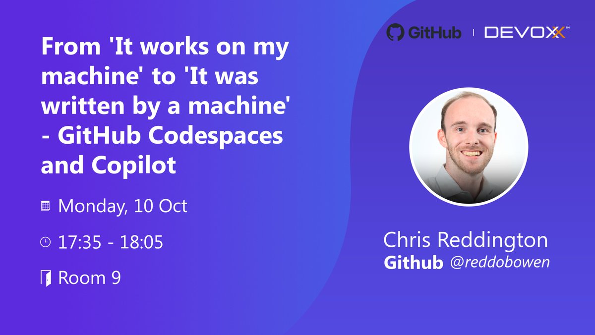 reddobowen's tweet photo. Excited to be heading to @DevOxx next week! I'll be talking about @github's focus on #DeveloperExperience (HINT: #Codespaces and #Copilot!) and #InnerSource practices with GitHub!

Will you be there? Come say hello, and let's talk #GitHub!

#Java #Tech #Developer #AppDev #DevOps https://t.co/Gh81UKdsvv