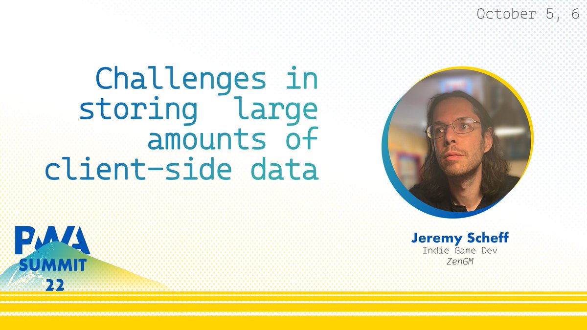 Is you missed any of the talks make sure to watch the videos on our you tube channel. Here is a link to our first talk, challenges storing large amounts of data on the client side:
youtu.be/m-2lLWI_csE?t=…