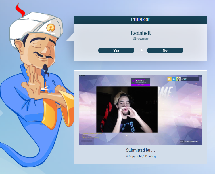 BixerRS's tweet photo. @RedshellOW you're in akinator lmao https://t.co/Ke7WCQmzQp