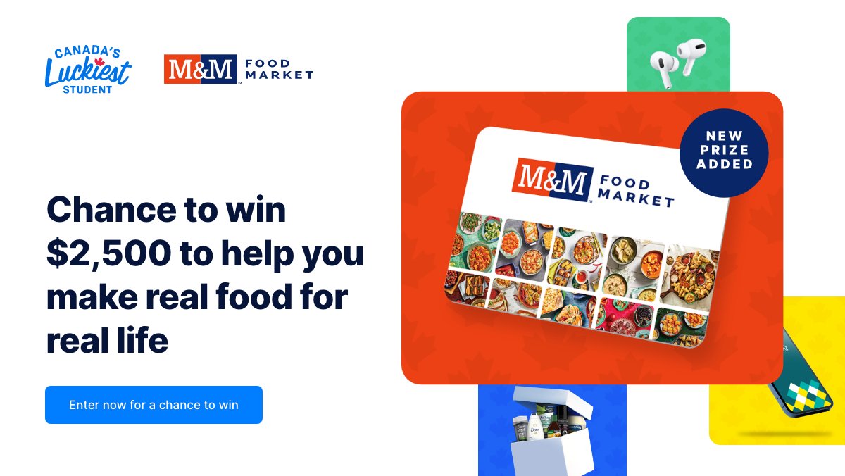 New prize added! Chance to win $2,500 from @mmfoodmarket to spend on real food for real life. Make some room in your freezer and add this prize for your chance to win! studentlifenetwork.55rush.com/cls11/?utm_con…