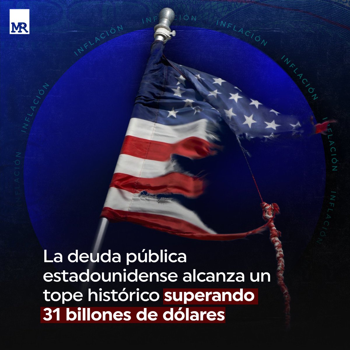 La deuda bruta de #EEUU superó por primera vez los 31 billones de dólares.

Ante la duda de los inversionistas de la capacidad de #EEUU de sostener la deuda, podrían dispararse los tipos de interés y conducir a una nueva espiral inflacionaria. 🇺🇲📉💸

#ManifiestoRevolucionario