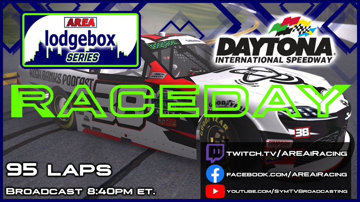 🟩 IT'S LODGEBOX SERIES RACEDAY!

We head to Daytona to begin the third season of Lodgebox Series racing! At least 50 drivers will be attempting to make it into the 43 car field and jumpstart their championship dreams. 

Tune in tonight!
📺 twitch.tv/AREAiRacing | FB &amp; YT.