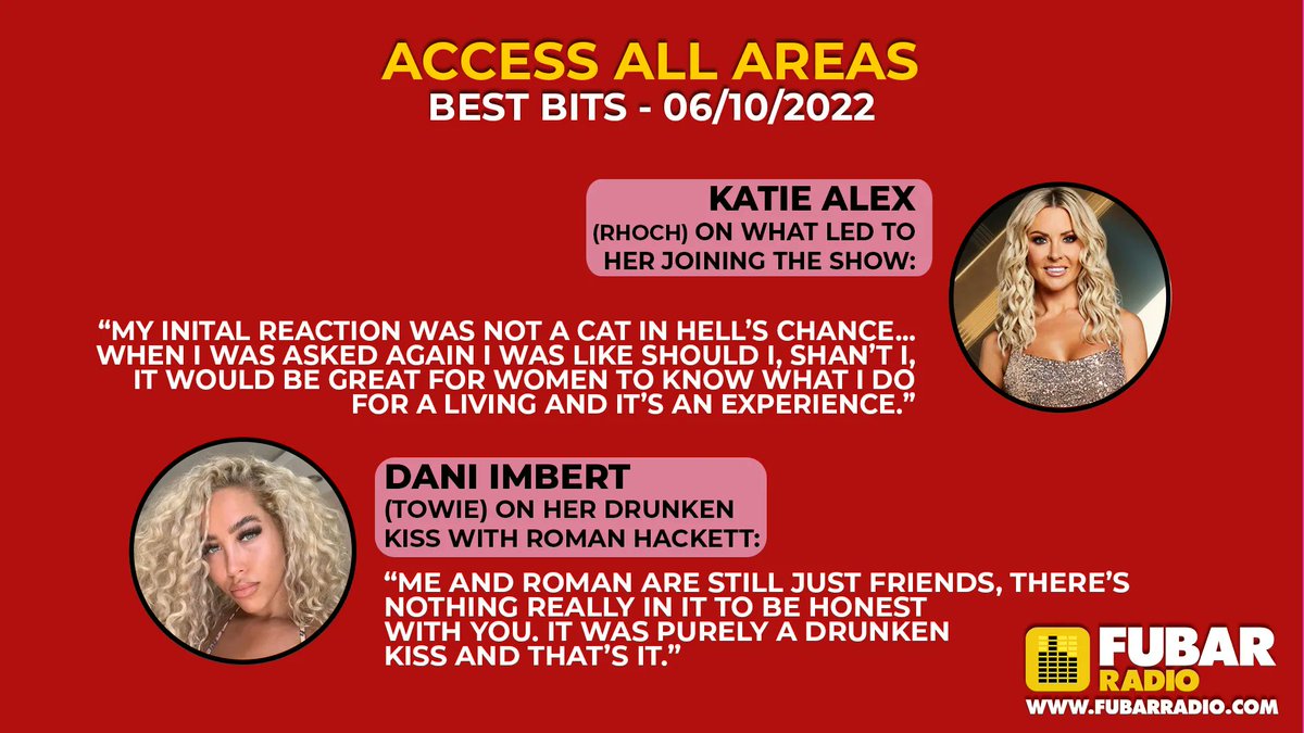 Chatting to @BobbyCNorris and @steveleng this week on #AccessAllAreas was… 🎉 Katie Alex 🎉 Dani Imbert Listen back to hear them talking all about #TOWIE and #RHOCheshire here 👉 buff.ly/3RI8w4v