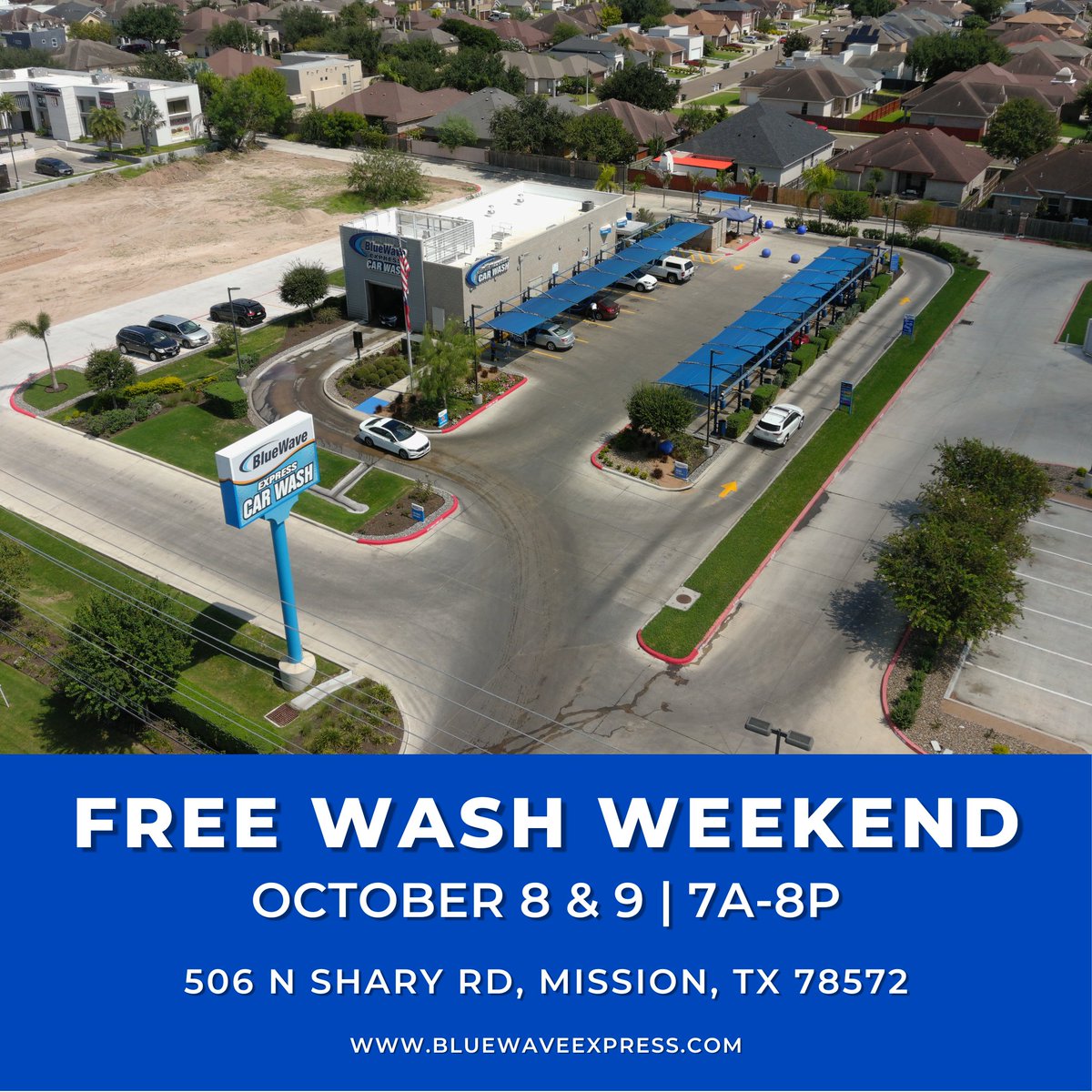 bluewaveexpress's tweet photo. 📢 Don't miss Free Wash Weekend at our Mission store Oct. 8th &amp; 9th from 7am-8pm.
All washes are FREE! 🙌 Ask about the BOGO.
🌊506 N Shary Rd, Mission, TX 78572
@MissionCOC @CityOfMissionTX 
#free #freewashweekend #recycle #grandreopening #missiontx #bluewaveexpress #carwash https://t.co/60xeoW157K
