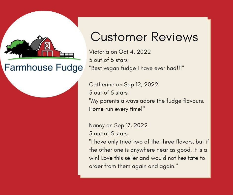Try some of our fresh Fudge!  Thousands of reviews and an average of 5 stars, you'll be sure to enjoy our Fudge!
farmhousefudge.store