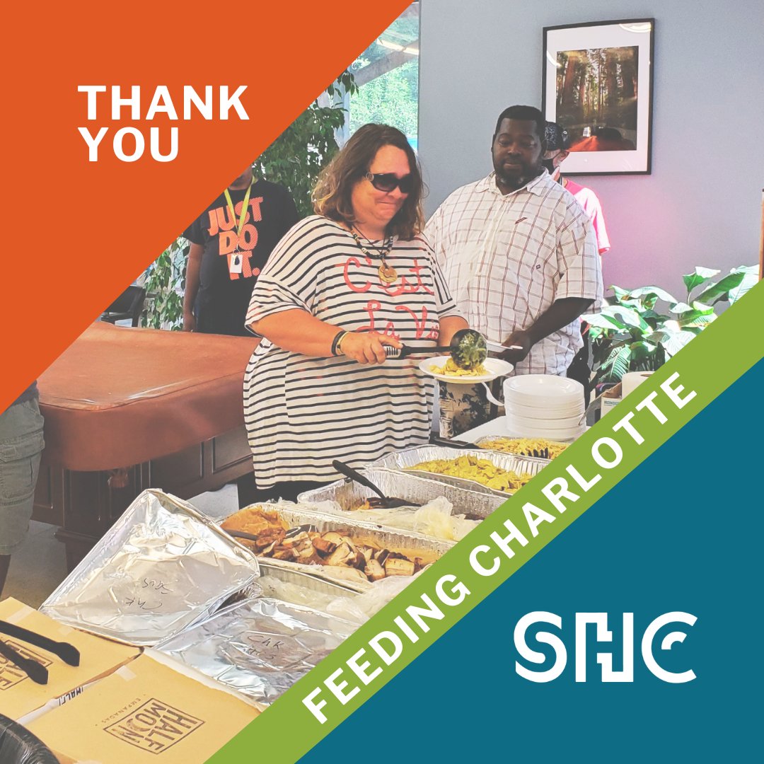SHC_Charlotte's tweet photo. Shout out to @FeedingClt for the great meal sent over to our McCreesh residents. Feeding CLT partners with local organizations in providing meals for the hungry while eliminating food waste!  #charlotte #volunteering #endhomelessness #charlottesgotalot  #affordablehousing https://t.co/YhephRJ9v2